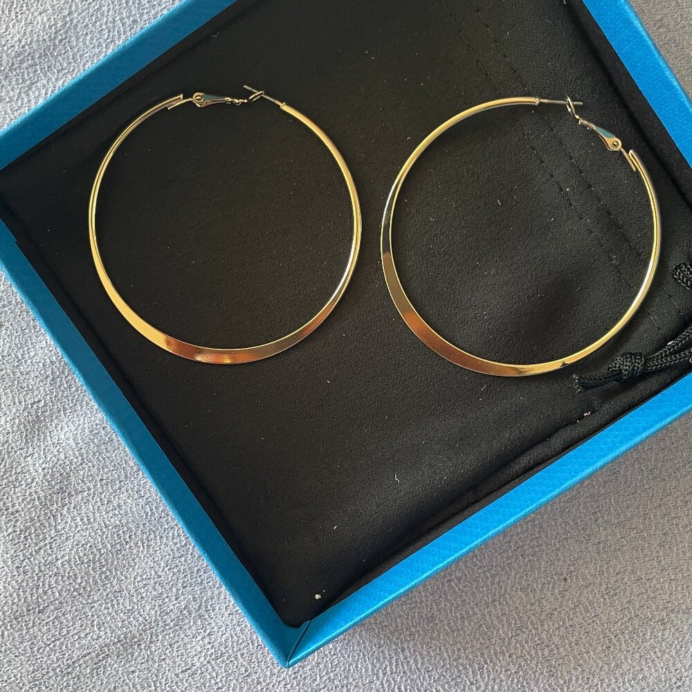 Gold Plated Over 925 Hoop Earrings - Brand New